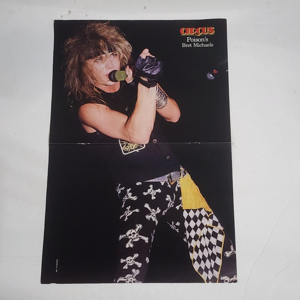 Poison Bret Michaels color centerfold vintage clipping 1980s 11x16